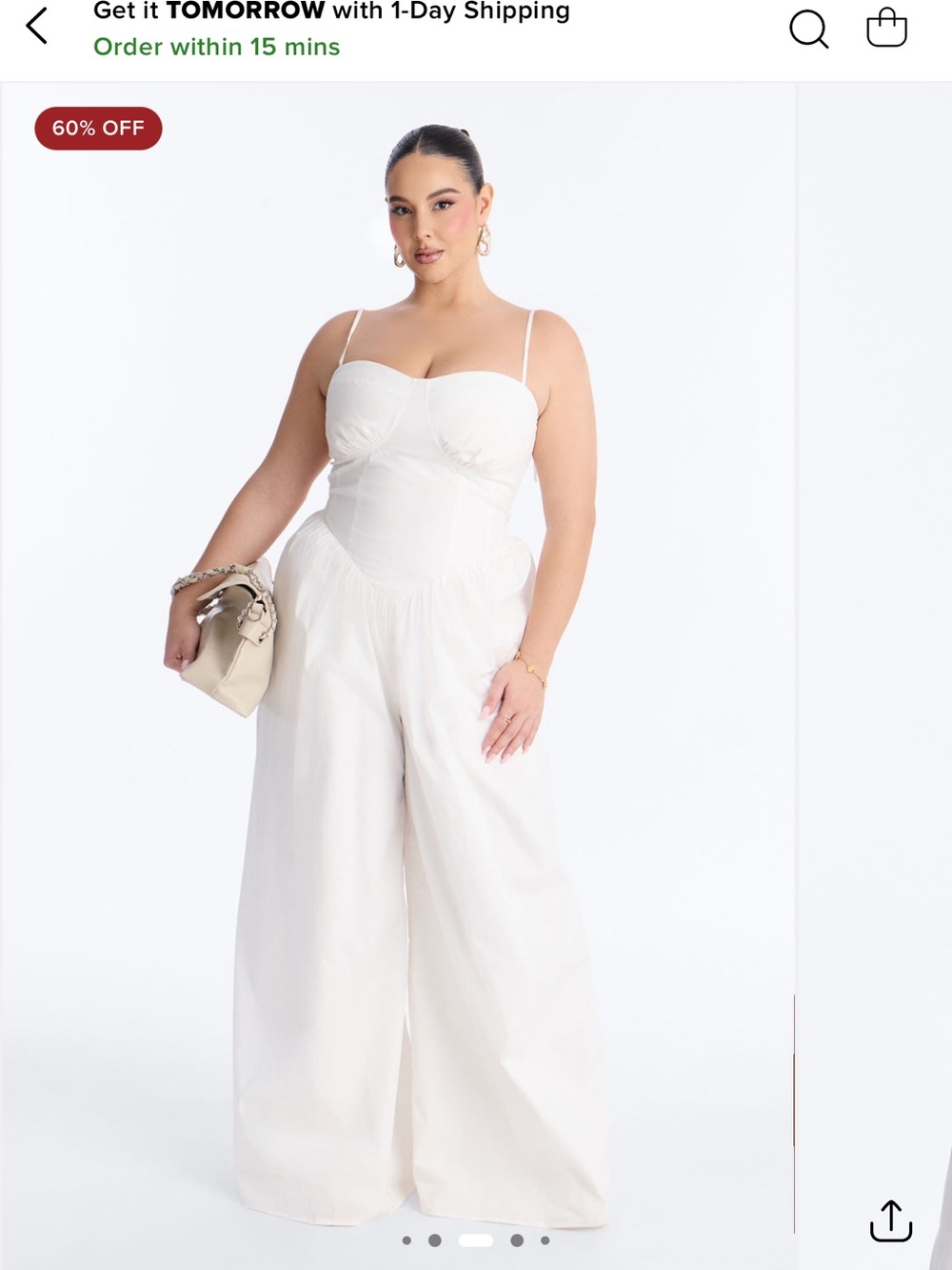 Fashion Nova Ivory Wide-Leg Bustier Jumpsuit